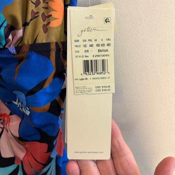 PROFILE BY GOTTEX Sz 14D One Piece Bathing Suit Floral Ruffle Hem Padded Bra NEW - Picture 4 of 10